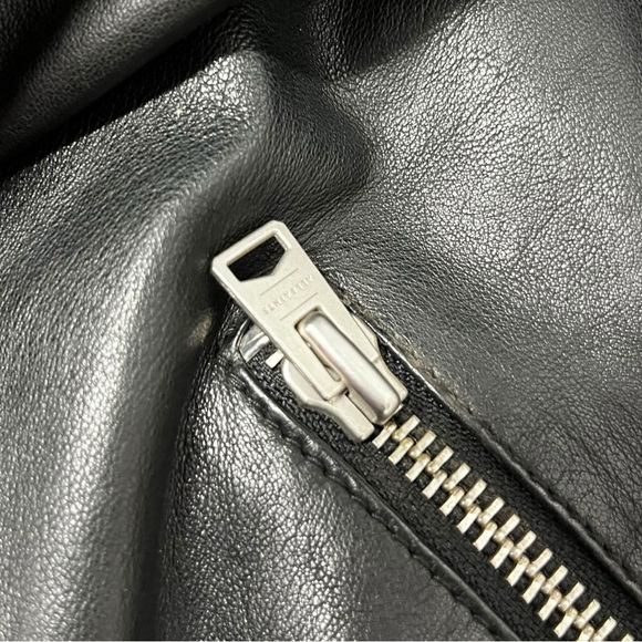 AllSaints Black Leather Moto Biker Jacket Mens XS Belted Zip - Picture 8 of 8